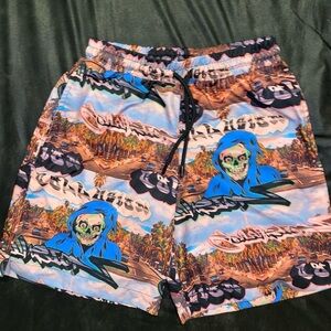 Graphic Design Pattern Swim Shorts with Netting